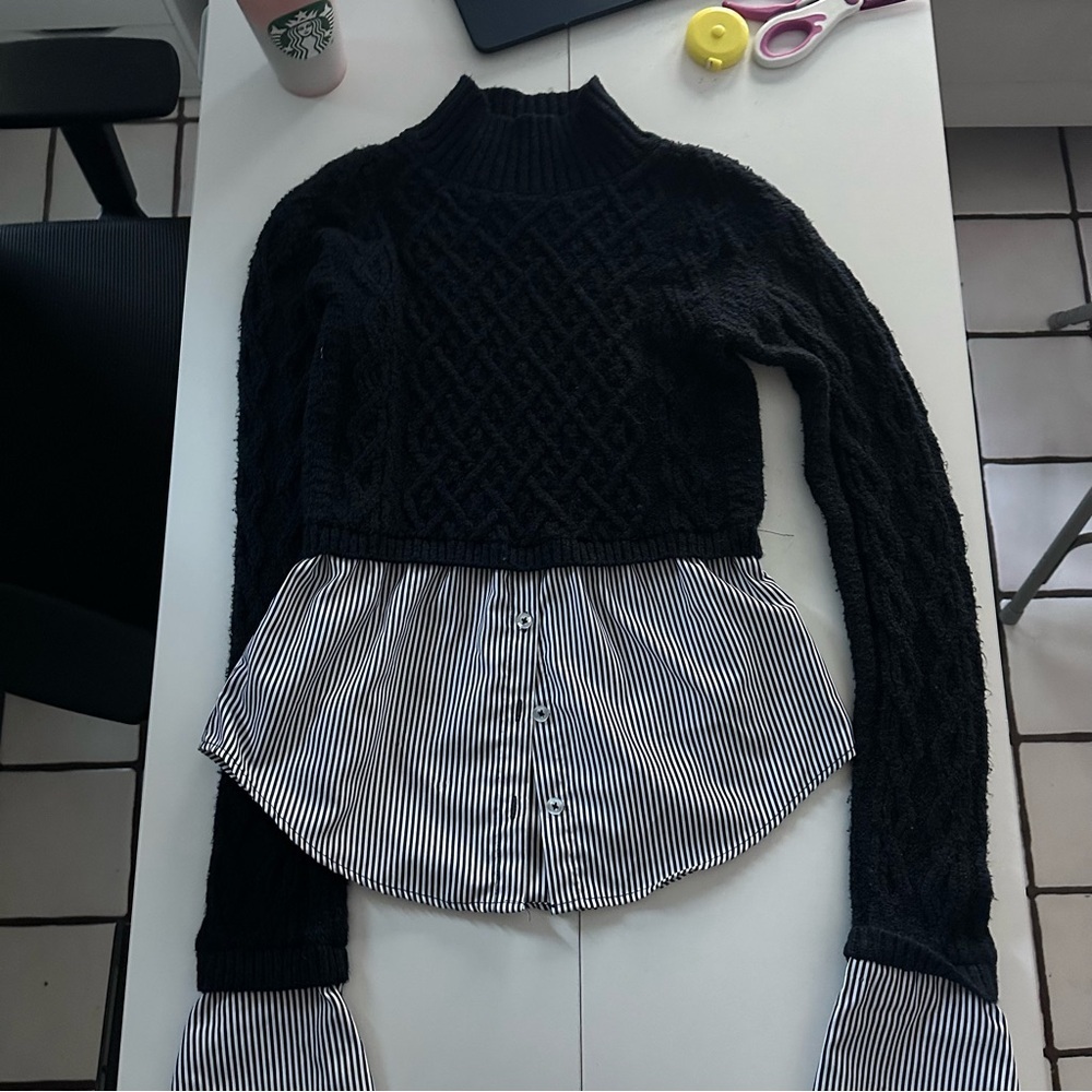 Maeve by Anthropologie Blue Layered Knit Sweater XXS